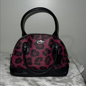 Y2K Coach mini cora Leopard Print Handbag with Black Accents